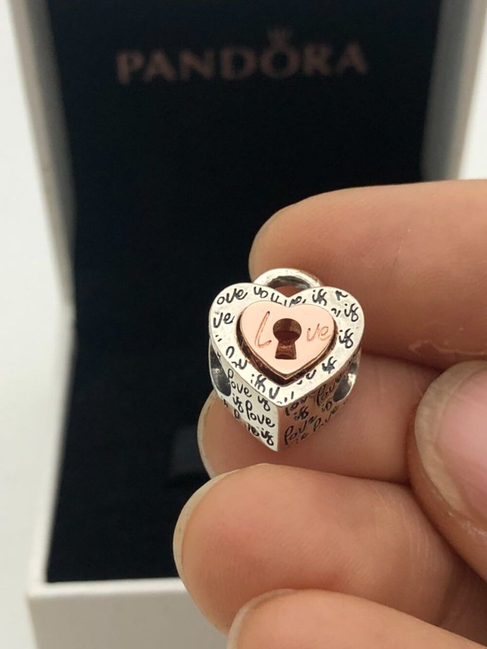 ✨🔥Pandora Two-tone Padlock Splittable Heart Charm